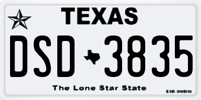 TX license plate DSD3835