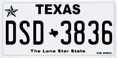 TX license plate DSD3836