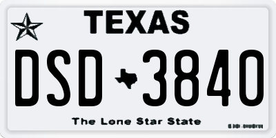 TX license plate DSD3840