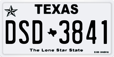 TX license plate DSD3841