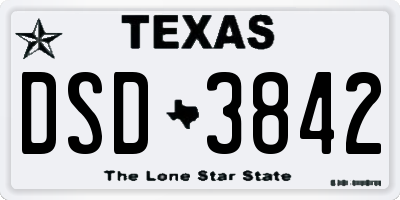 TX license plate DSD3842