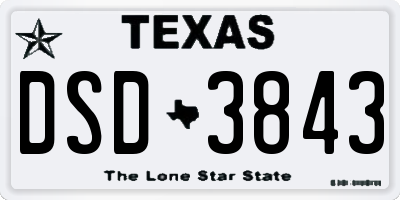 TX license plate DSD3843