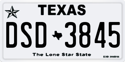 TX license plate DSD3845
