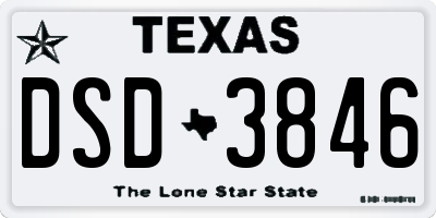 TX license plate DSD3846