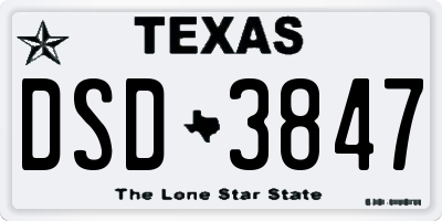 TX license plate DSD3847