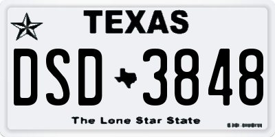 TX license plate DSD3848
