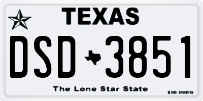 TX license plate DSD3851