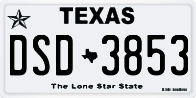 TX license plate DSD3853