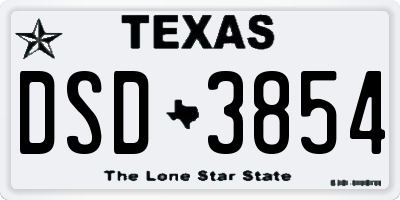 TX license plate DSD3854