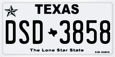 TX license plate DSD3858