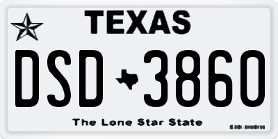 TX license plate DSD3860