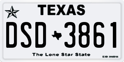 TX license plate DSD3861