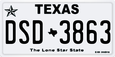 TX license plate DSD3863