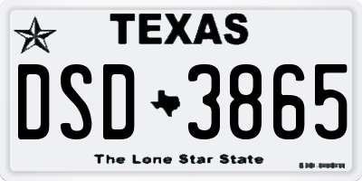 TX license plate DSD3865