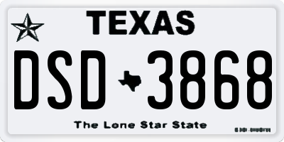TX license plate DSD3868