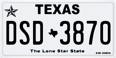 TX license plate DSD3870