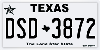 TX license plate DSD3872