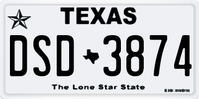 TX license plate DSD3874