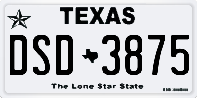 TX license plate DSD3875