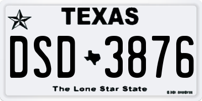 TX license plate DSD3876