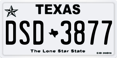 TX license plate DSD3877