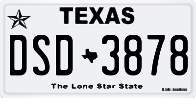 TX license plate DSD3878