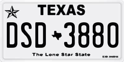 TX license plate DSD3880
