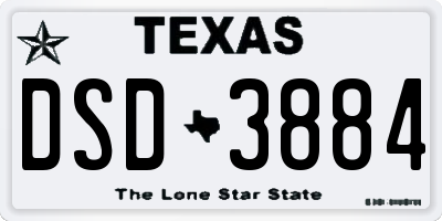 TX license plate DSD3884