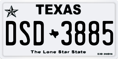 TX license plate DSD3885