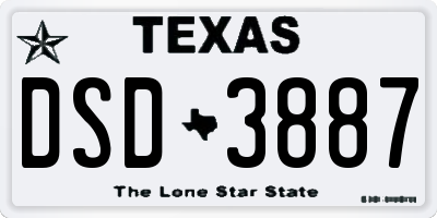 TX license plate DSD3887