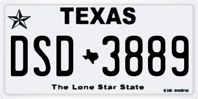 TX license plate DSD3889