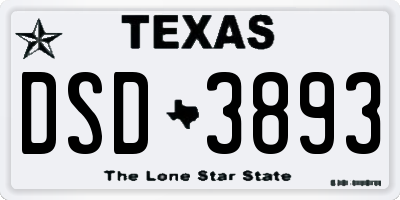 TX license plate DSD3893