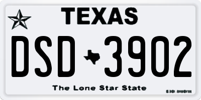 TX license plate DSD3902