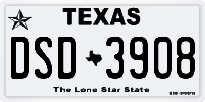 TX license plate DSD3908