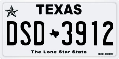 TX license plate DSD3912