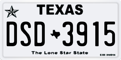 TX license plate DSD3915