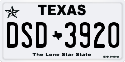 TX license plate DSD3920