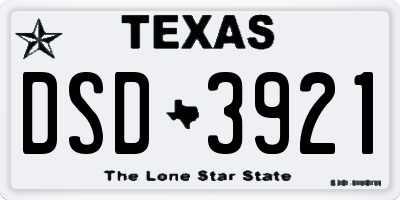 TX license plate DSD3921