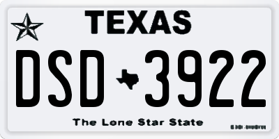 TX license plate DSD3922