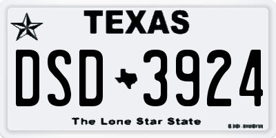 TX license plate DSD3924
