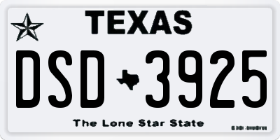 TX license plate DSD3925
