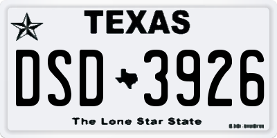 TX license plate DSD3926