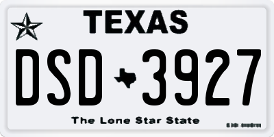 TX license plate DSD3927