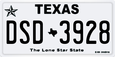 TX license plate DSD3928