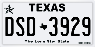 TX license plate DSD3929