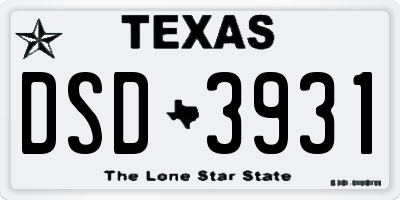 TX license plate DSD3931