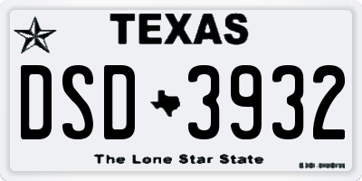 TX license plate DSD3932