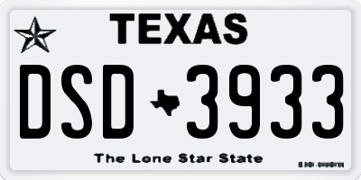 TX license plate DSD3933