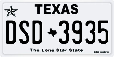 TX license plate DSD3935