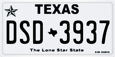 TX license plate DSD3937